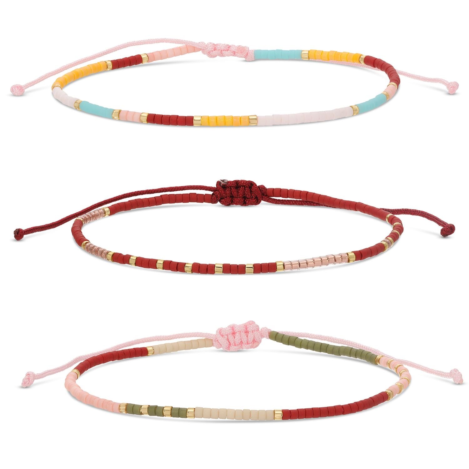 Set/3 Adjustable Delicate Miyuki Bracelets - Splendid Iris