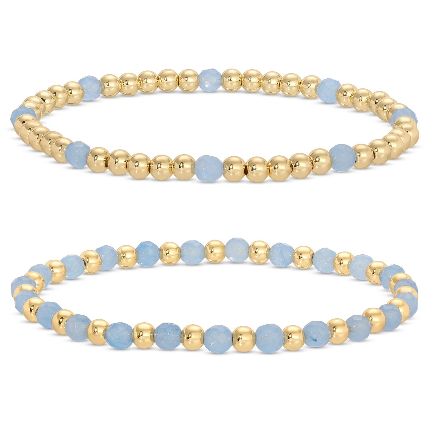 4mm Stone & Beaded Stretch Bracelet Duo - Splendid Iris