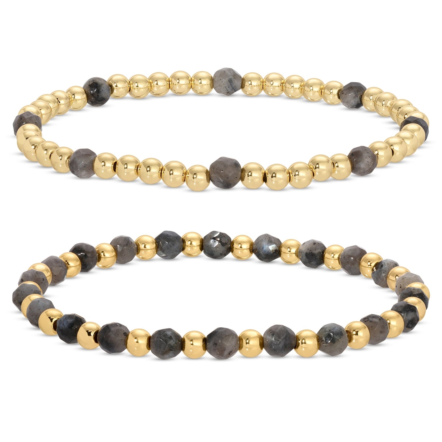 4mm Stone & Beaded Stretch Bracelet Duo - Splendid Iris