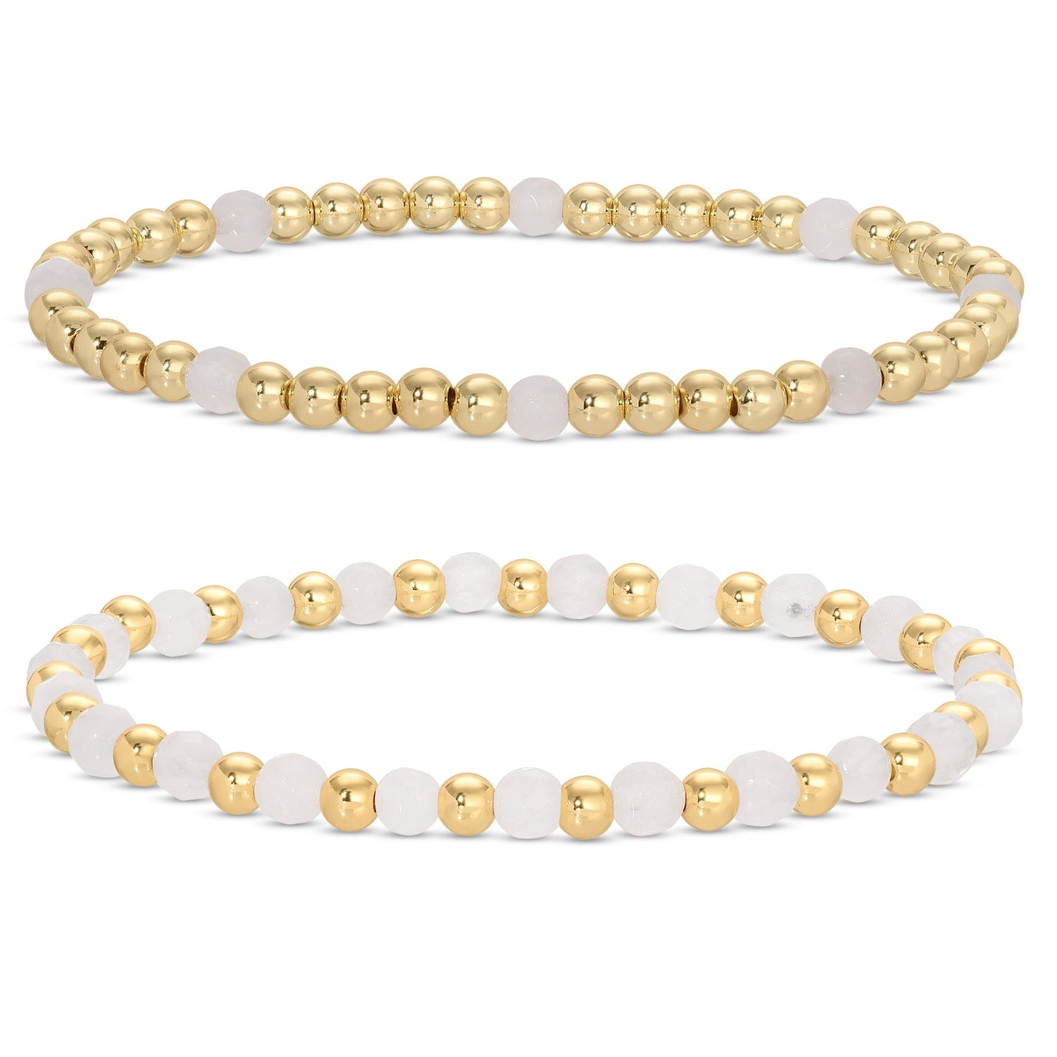 4mm Stone & Beaded Stretch Bracelet Duo - Splendid Iris