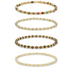 Set/4 3mm Stretch Bead & Stone Bracelets - Splendid Iris