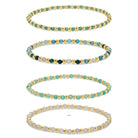 Set/4 3mm Stretch Bead & Stone Bracelets - Splendid Iris