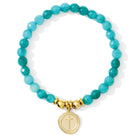 Stretch Stone Bracelet With Round Cross Charm - Splendid Iris