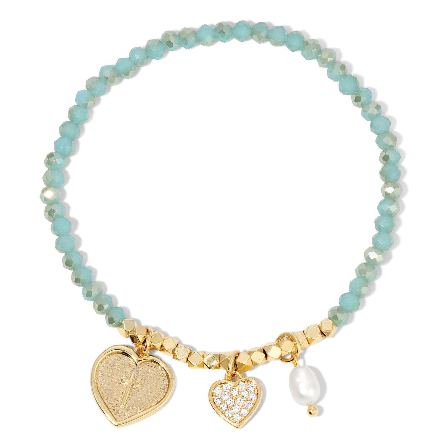 Cross + Heart Stretch Bracelet - Splendid Iris