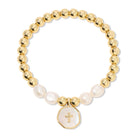 Cross + Pearls Stretch Charm Bracelet - Splendid Iris