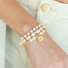 Cross + Pearls Stretch Charm Bracelet - Splendid Iris