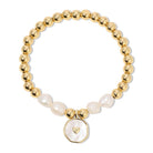 Heart + Pearls Stretch Charm Bracelet - Splendid Iris