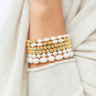 Pearls Please! Pearl and Bead Stretch Bracelet - Splendid Iris