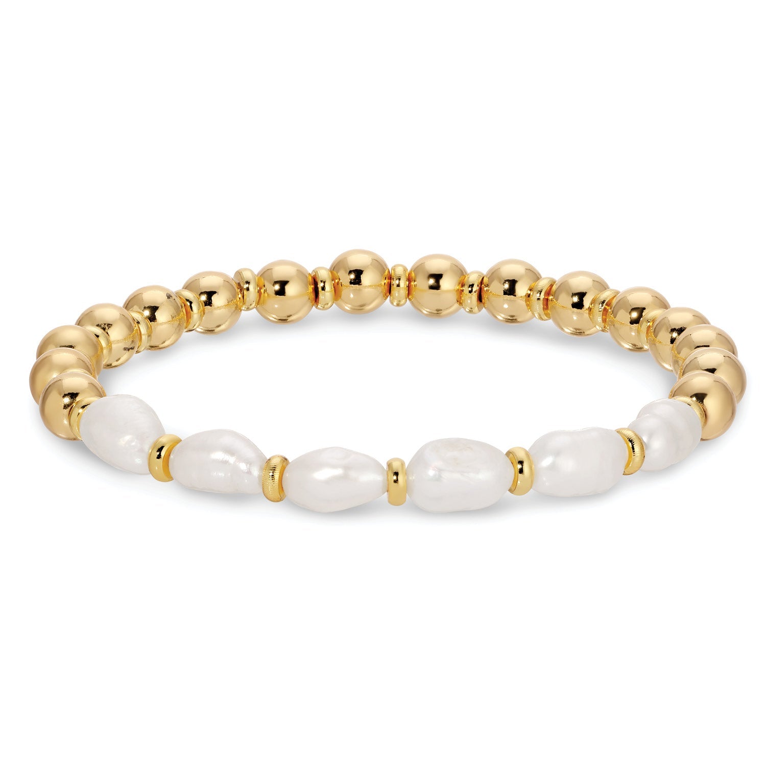 Perfectly Accented Pearl Stretch Bracelet - Splendid Iris