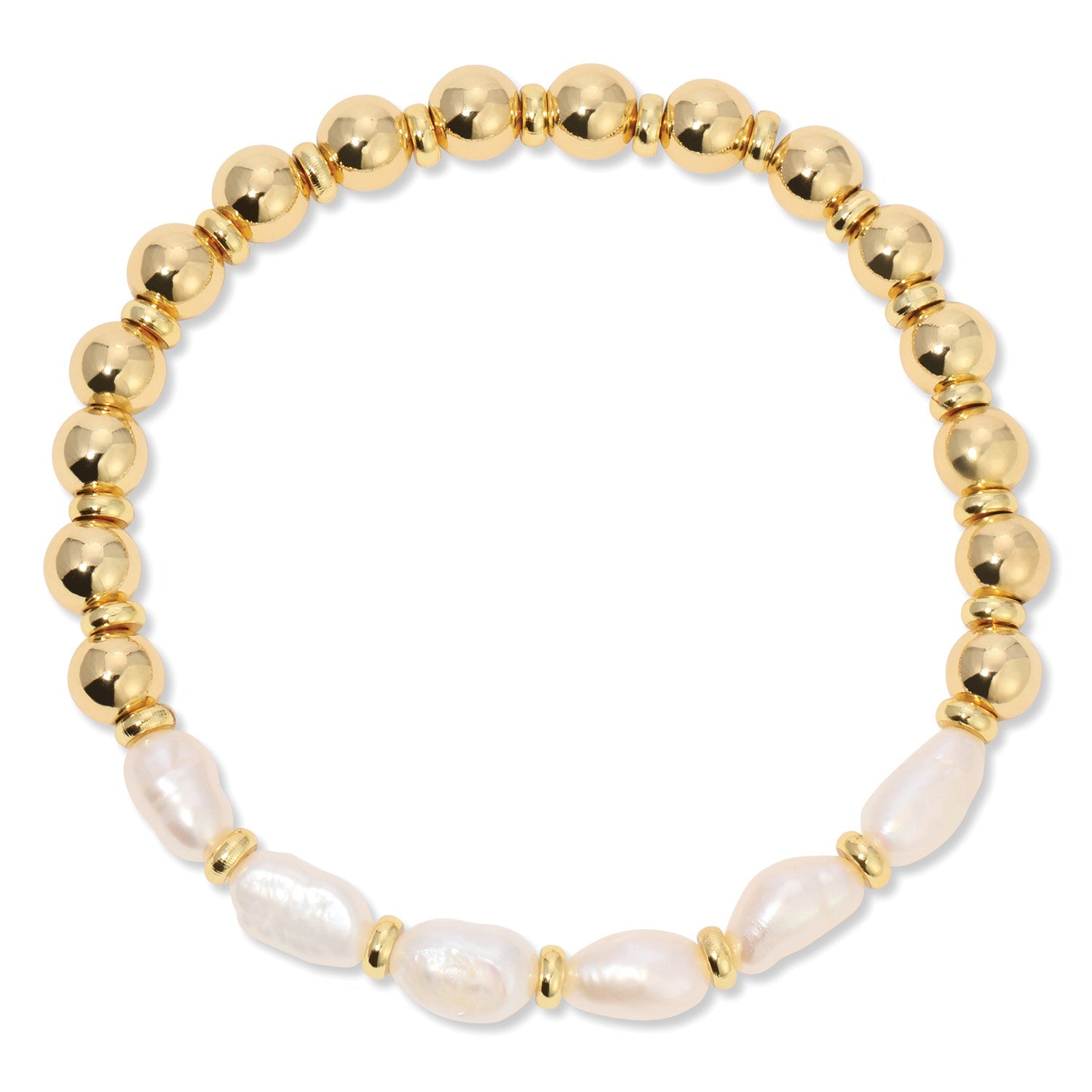 Perfectly Accented Pearl Stretch Bracelet - Splendid Iris