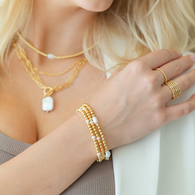 Set/2 Beaded Pearl Bracelets - Splendid Iris