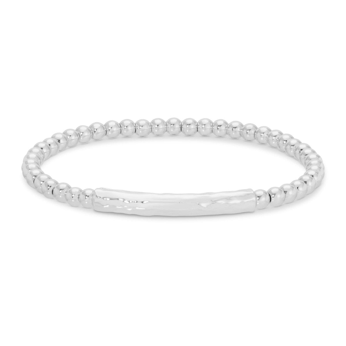 Beaded Bracelet with Lightly Textured Bar - Splendid Iris