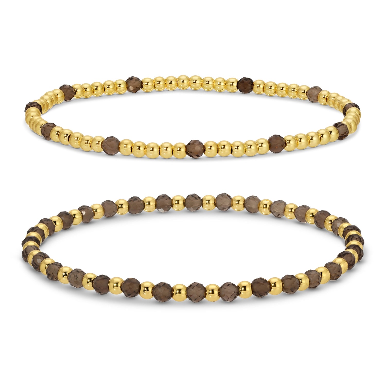 Set/2, 3mm Bead and Stone Stretch Bracelets - Splendid Iris