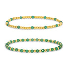 Set/2, 3mm Bead and Stone Stretch Bracelets - Splendid Iris