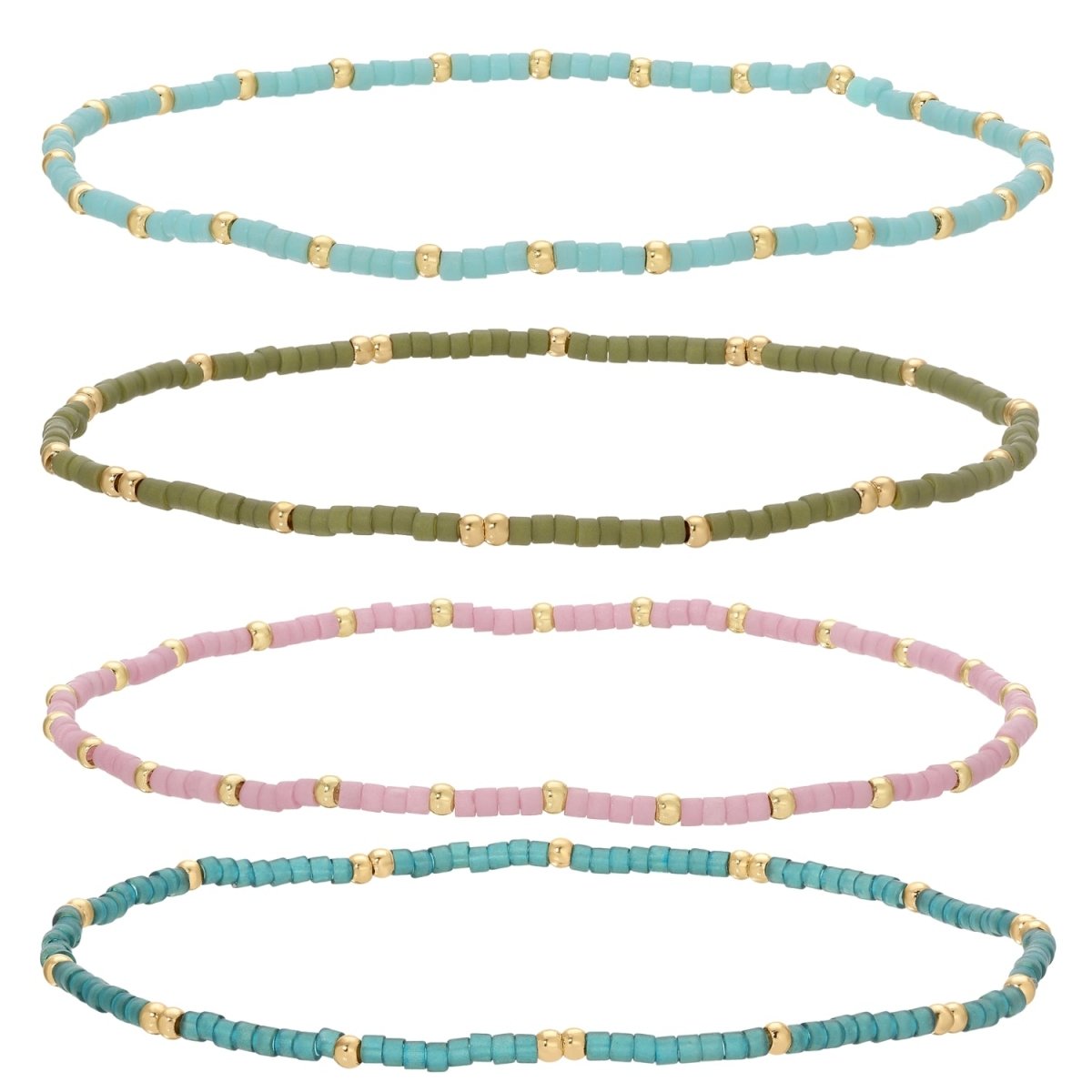 Set of 4 Ultra - Delicate Miyuki Stretch Bracelets - Splendid Iris