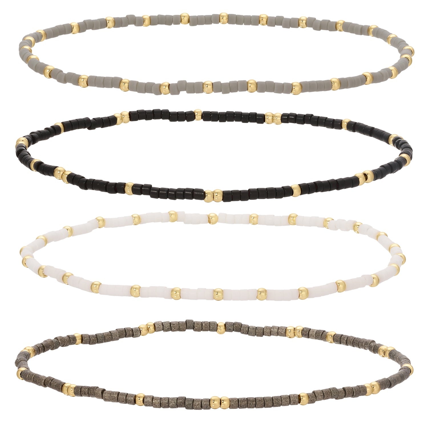 Set/4 Ultra-Delicate Miyuki Stretch Bracelets - Splendid Iris