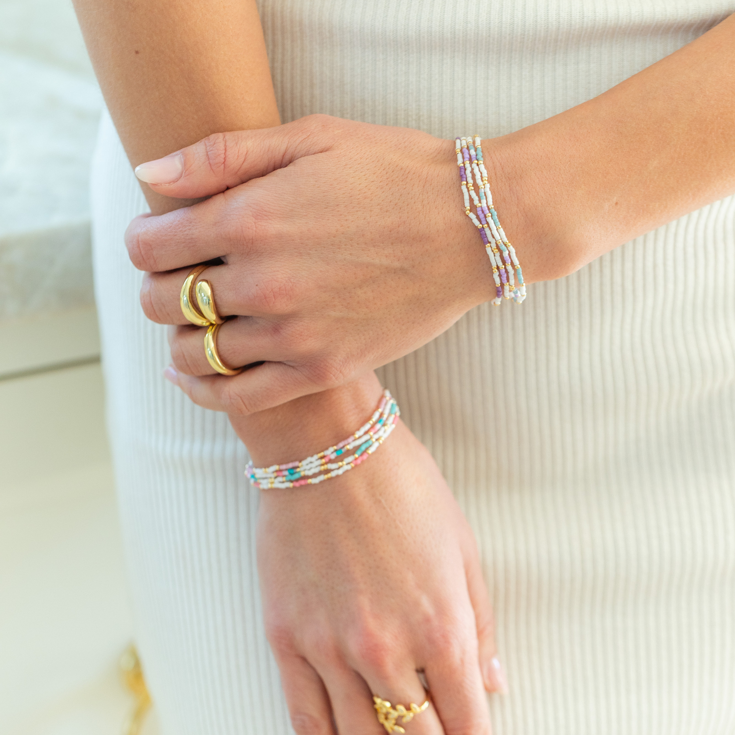 Set/4 Ultra-Delicate Miyuki Stretch Bracelets - Splendid Iris