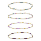 Set/4 Ultra-Delicate Miyuki Stretch Bracelets - Splendid Iris