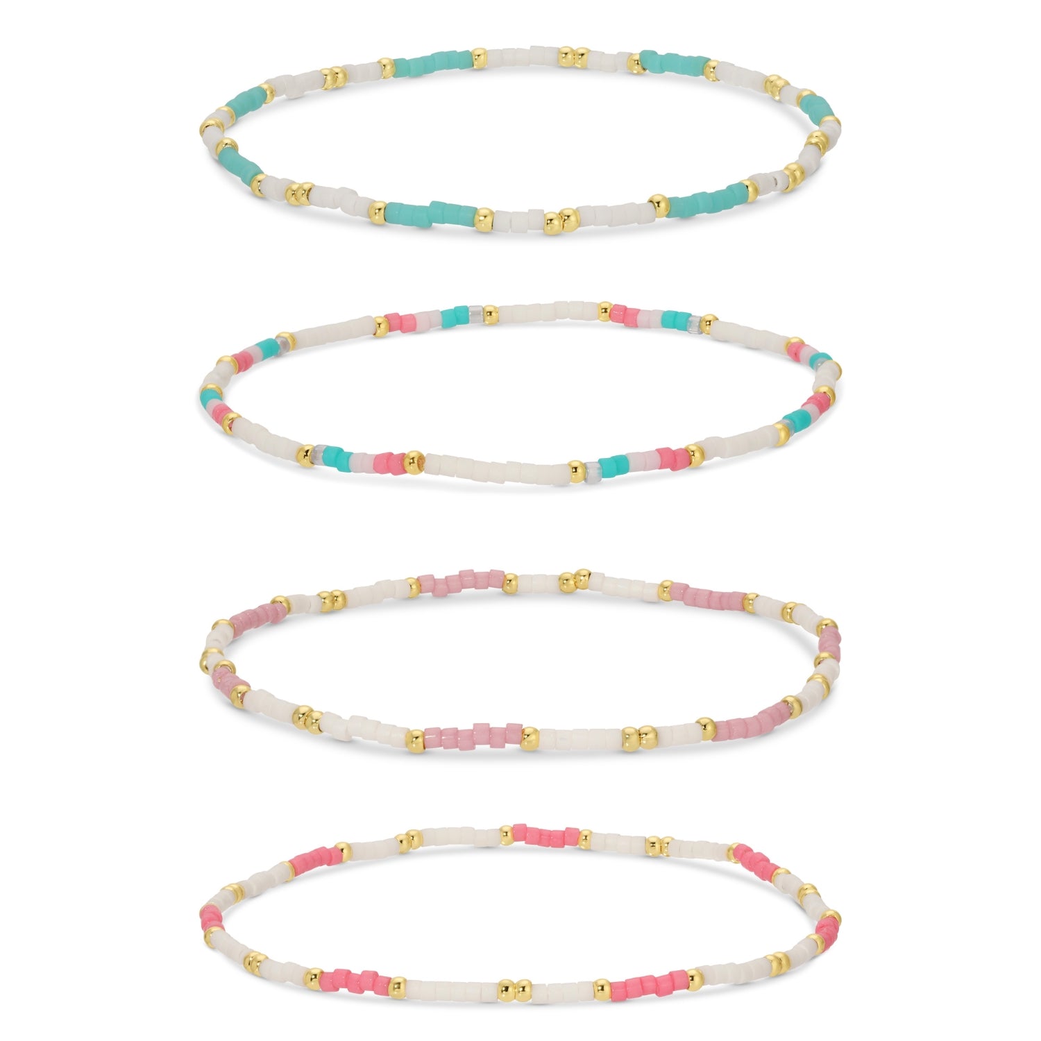 Set/4 Ultra-Delicate Miyuki Stretch Bracelets - Splendid Iris