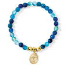 Stretch Stone Bracelet With Oval Cross Charm - Splendid Iris