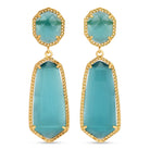 Charlotte, Long Double Drop Stone Stud Earrings - Splendid Iris