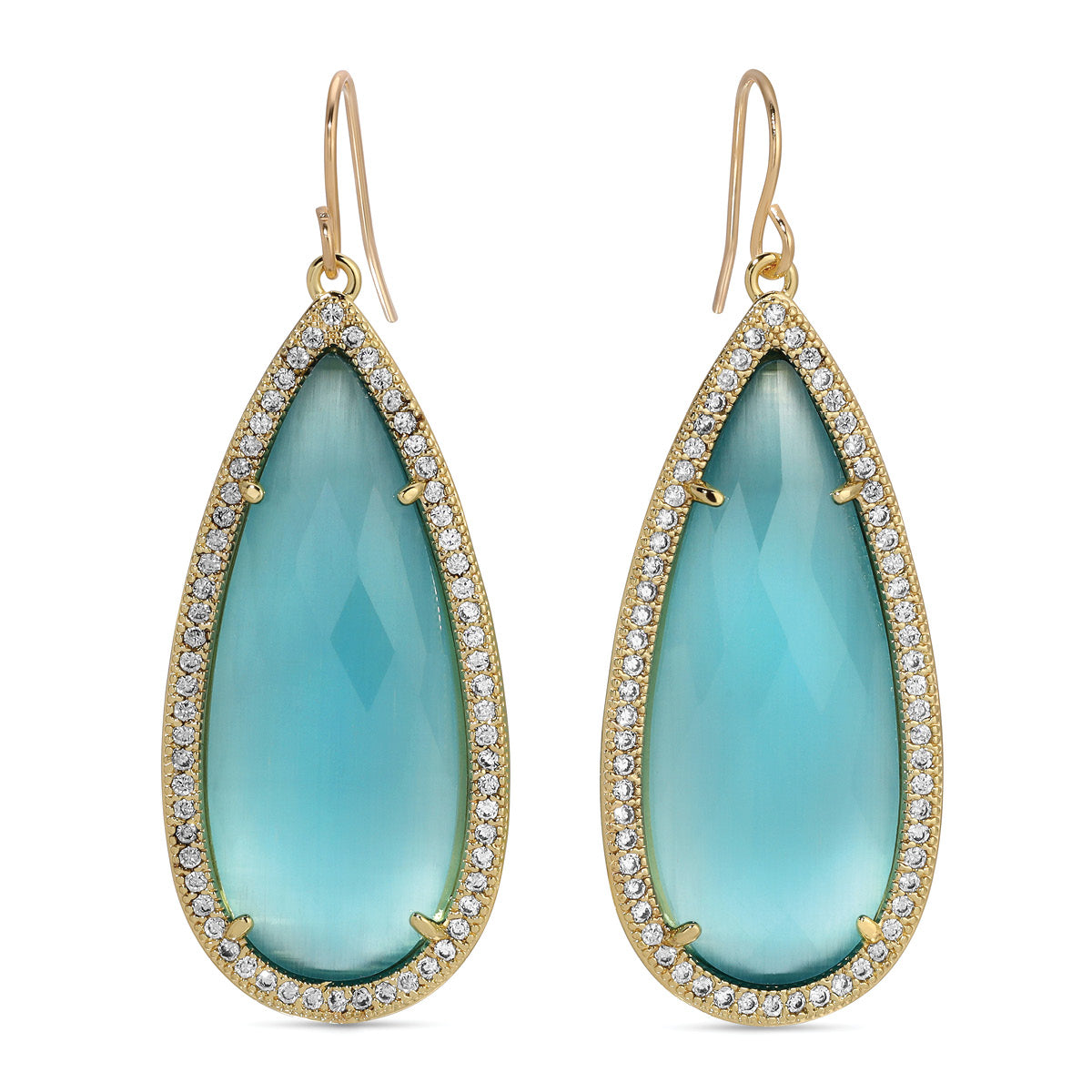 Phoebe, Long Shimmer Stone Earrings - Splendid Iris