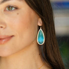 Phoebe, Long Shimmer Stone Earrings - Splendid Iris