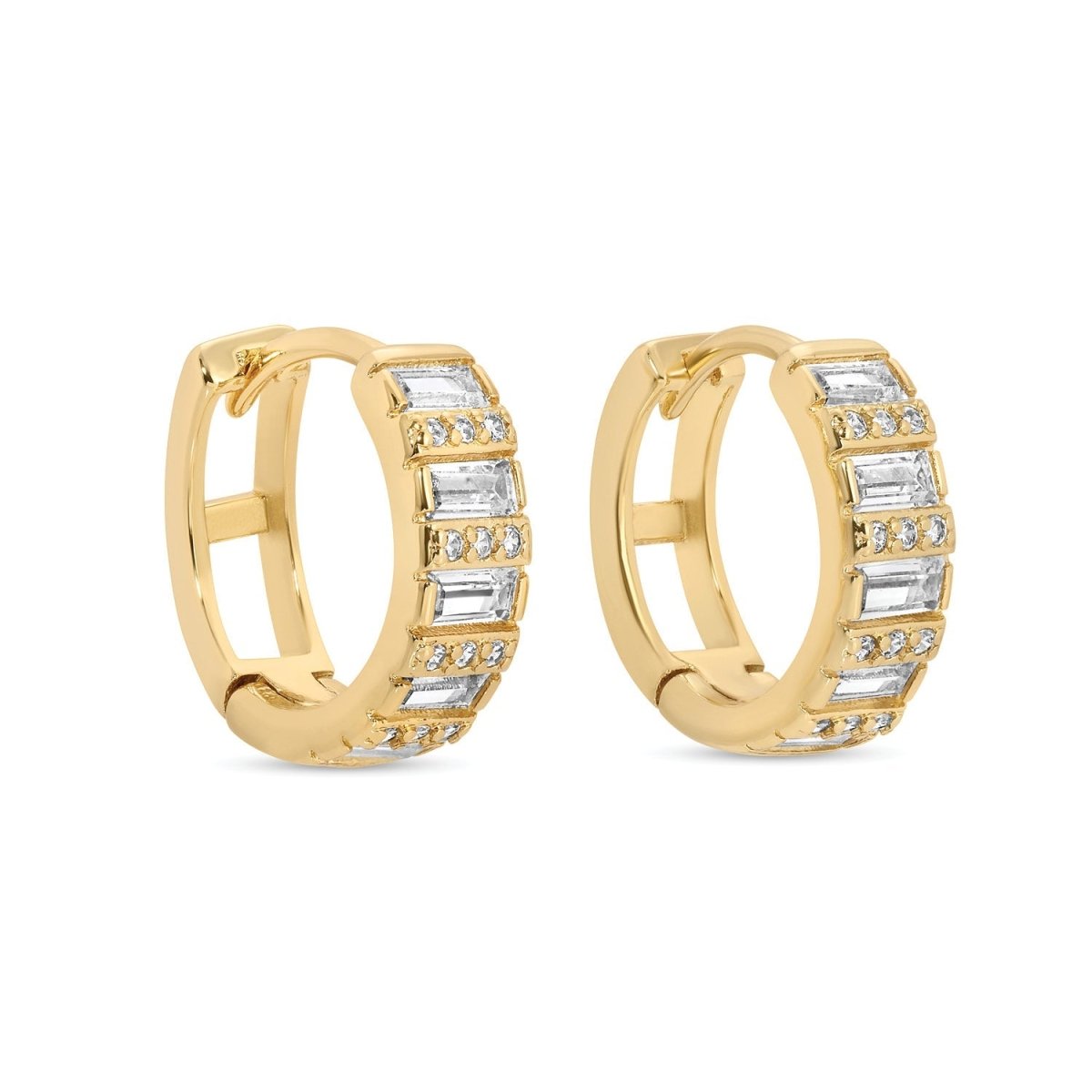 Baguette and Pavé Huggies - Splendid Iris