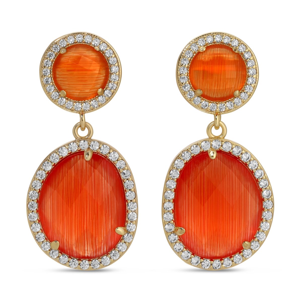 Clementine Pave Stone Double Drop Earrings - Splendid Iris