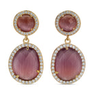 Clementine, Pave Stone Double Drop Earrings - Splendid Iris