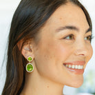 Clementine, Pave Stone Double Drop Earrings - Splendid Iris