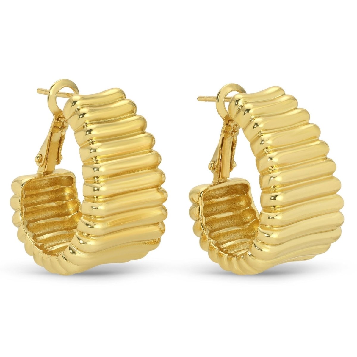 Bold Ripple Leverback Hoops - Splendid Iris