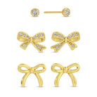 Bow Velvet Stud Set - Splendid Iris