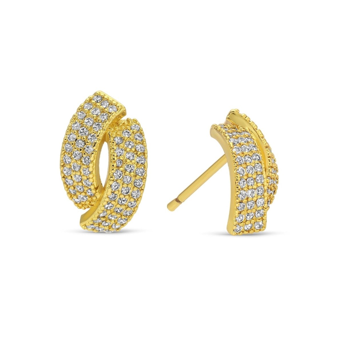 Curved Pave Bar Studs - Splendid Iris