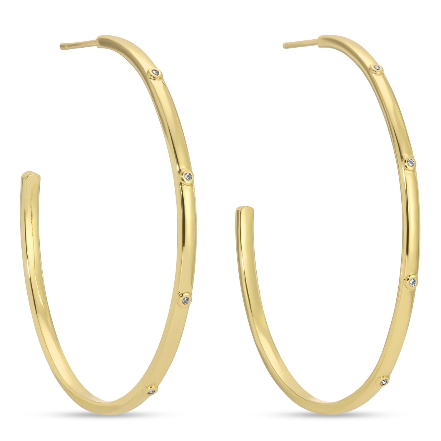 CZ Accented Large Delicate Hoops - Splendid Iris