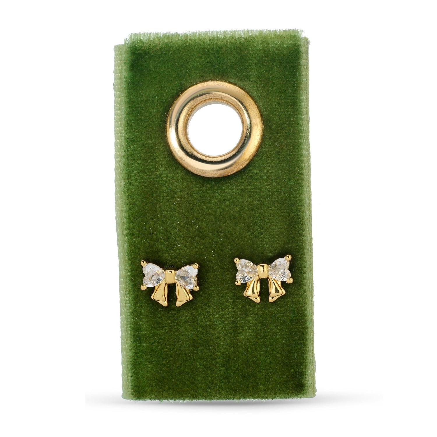 CZ Bow Studs on Velvet Gift Tag - Splendid Iris