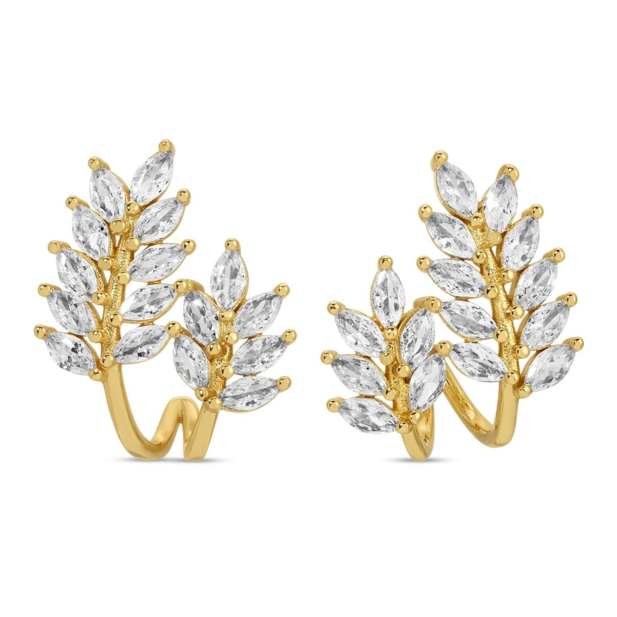 Fun with Nature CZ Leaf Hoop Earrings - Splendid Iris