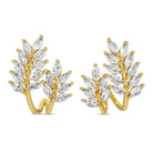 Fun with Nature, CZ Leaf Hoop Earrings - Splendid Iris