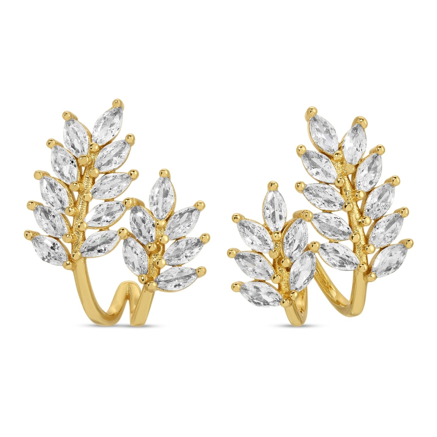 Fun with Nature, CZ Leaf Hoop Earrings - Splendid Iris