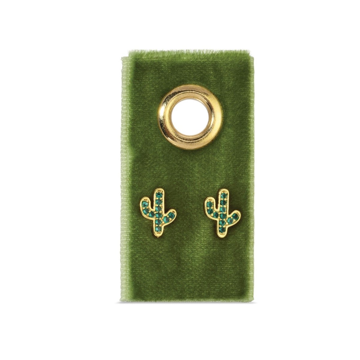 Green Pavé Cactus Studs on Velvet Gift Tag - Splendid Iris