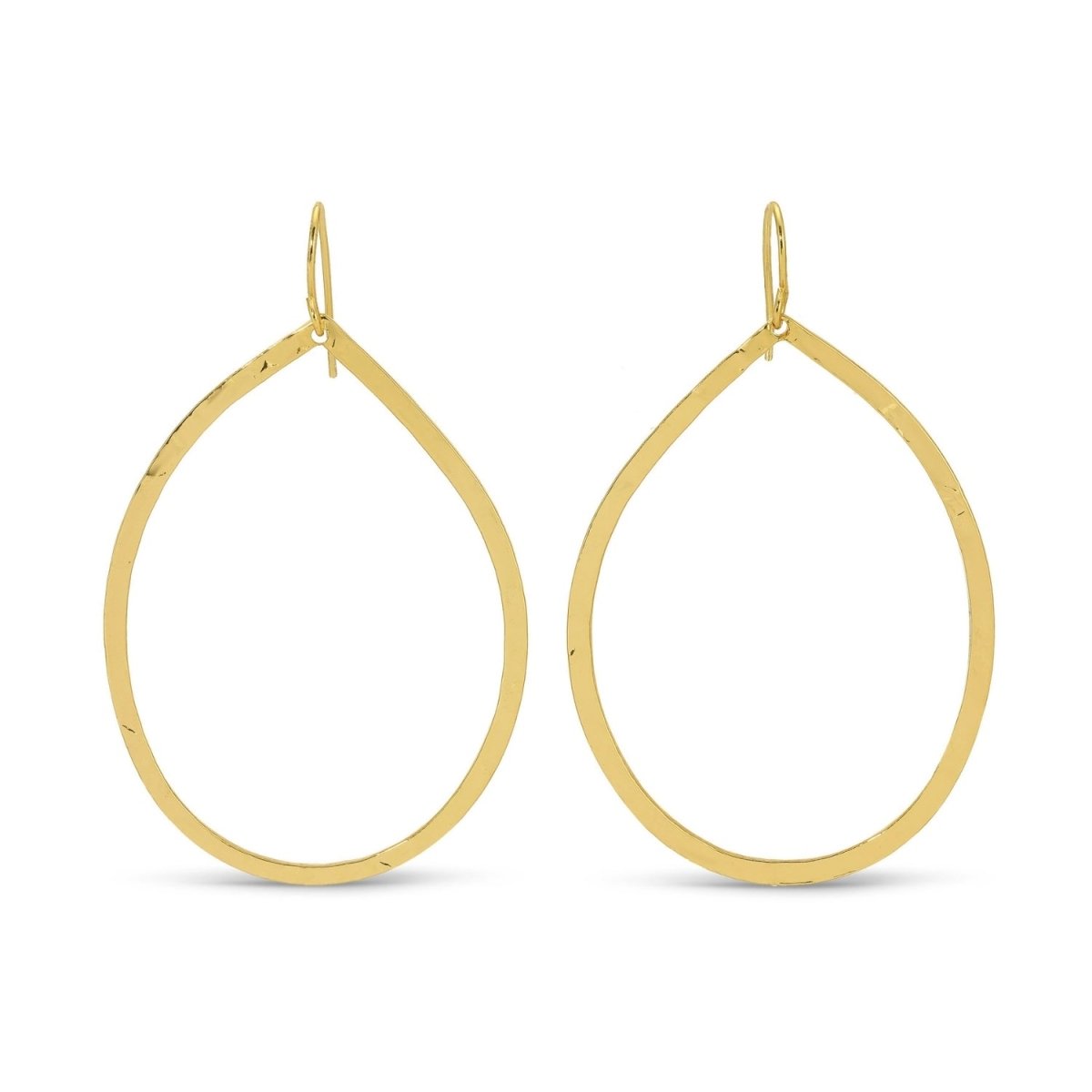 Large Lightly Hammered Open Teardrop Earrings - Splendid Iris