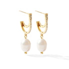 Pave Pearl Drop Earrings - Splendid Iris