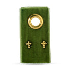 Petite Dot Cross Studs on Velvet Tag - Splendid Iris
