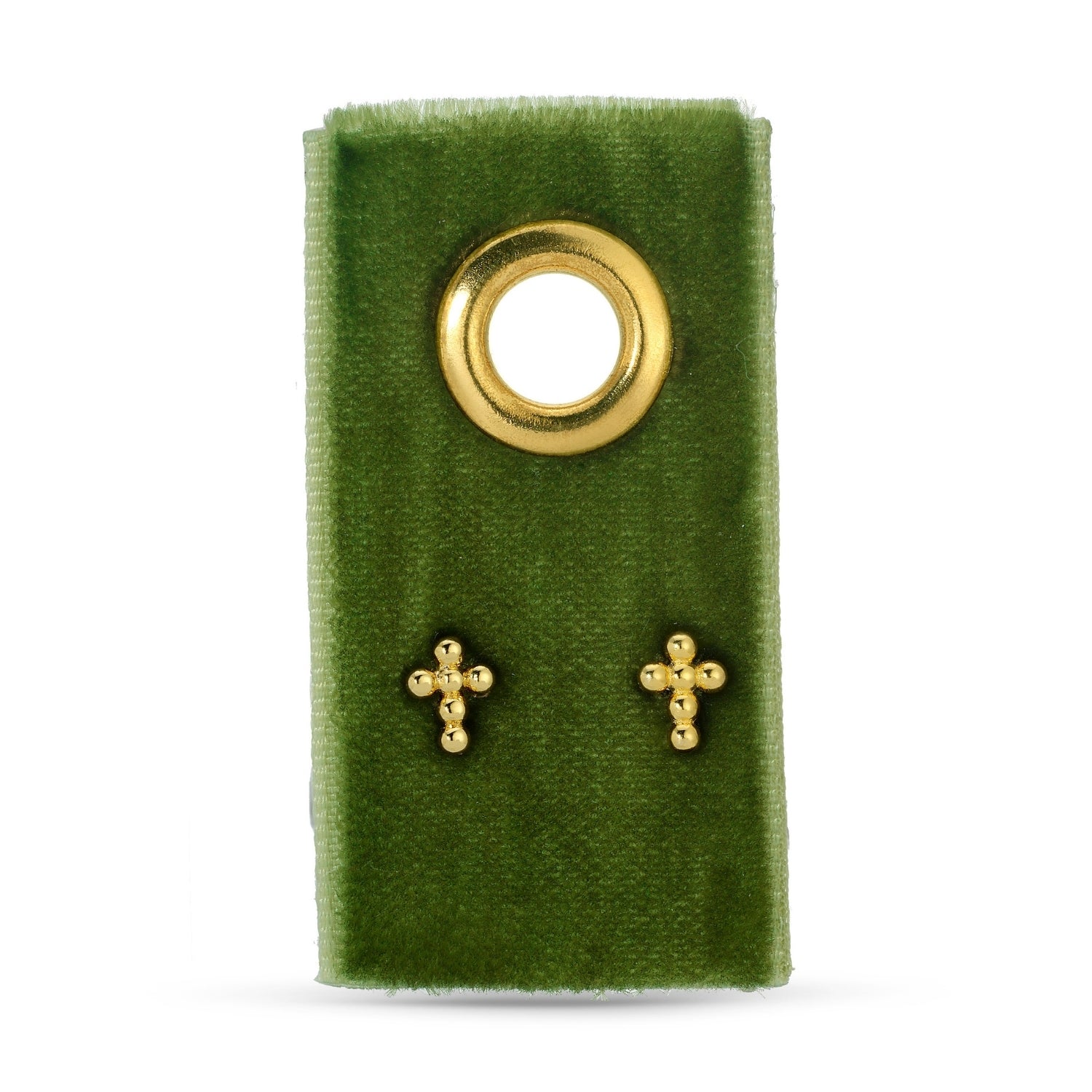 Petite Dot Cross Studs on Velvet Tag - Splendid Iris