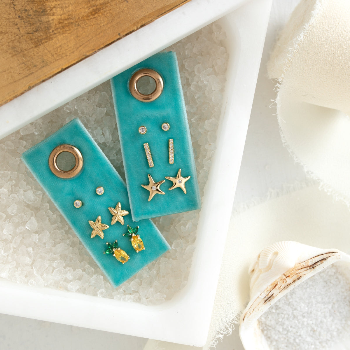 Pineapple and Starfish Velvet Set/3 Stud Gift Set - Splendid Iris