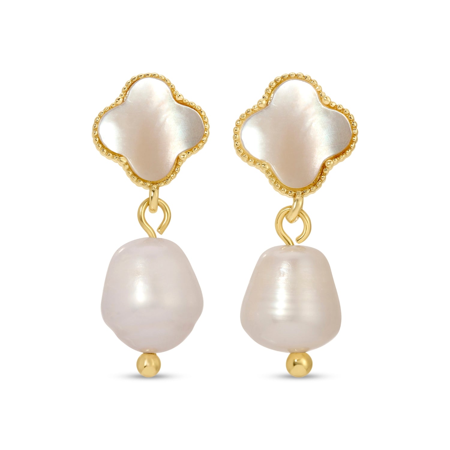 Quatrefoil with Pearl Drop Earrings - Splendid Iris