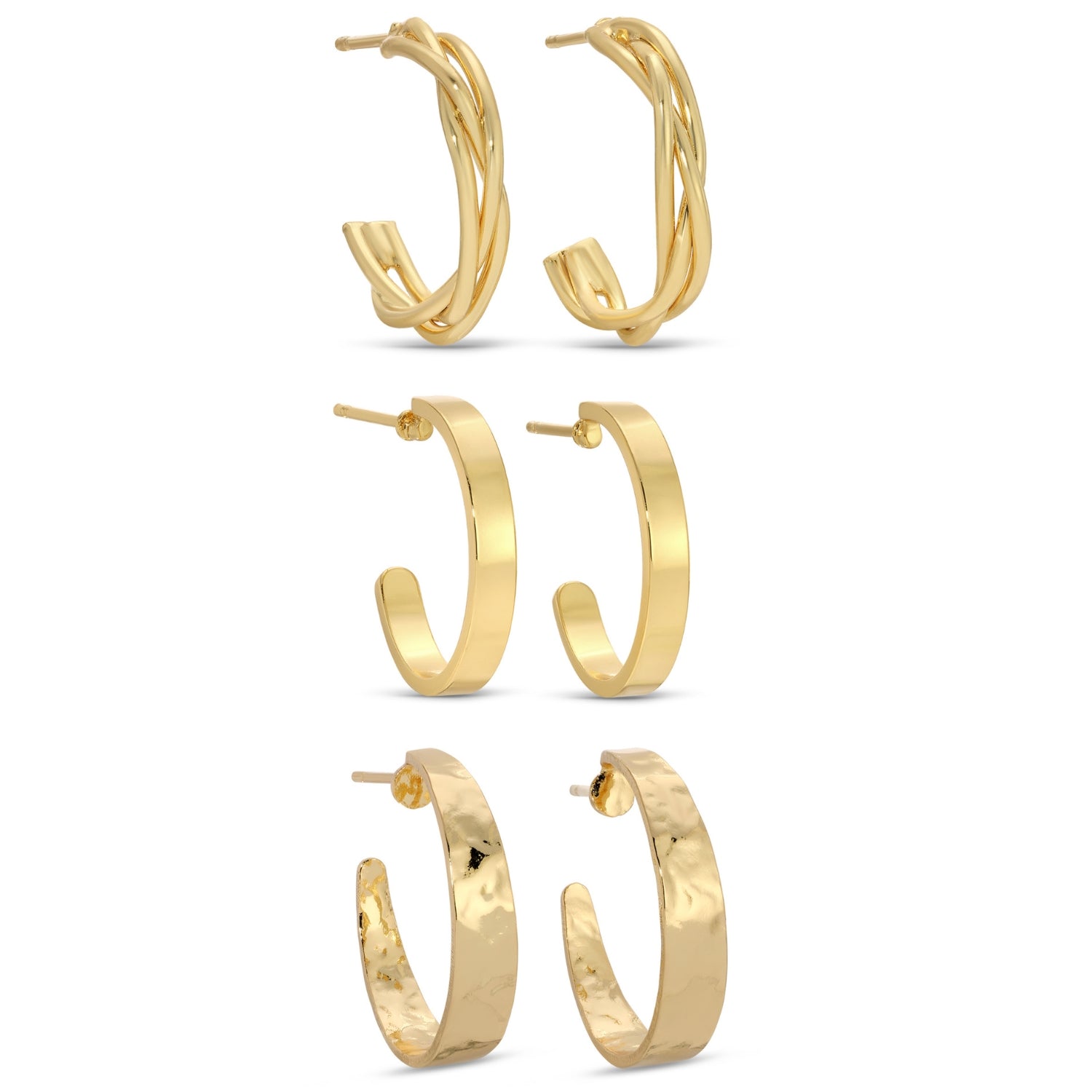 Combo 3, Assorted Textured Hoops - Splendid Iris