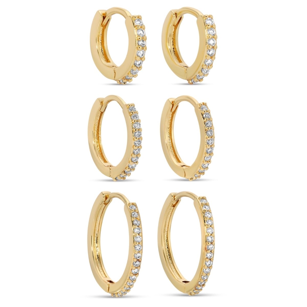 Combo 3 - Delicate Pavé Huggies - Splendid Iris