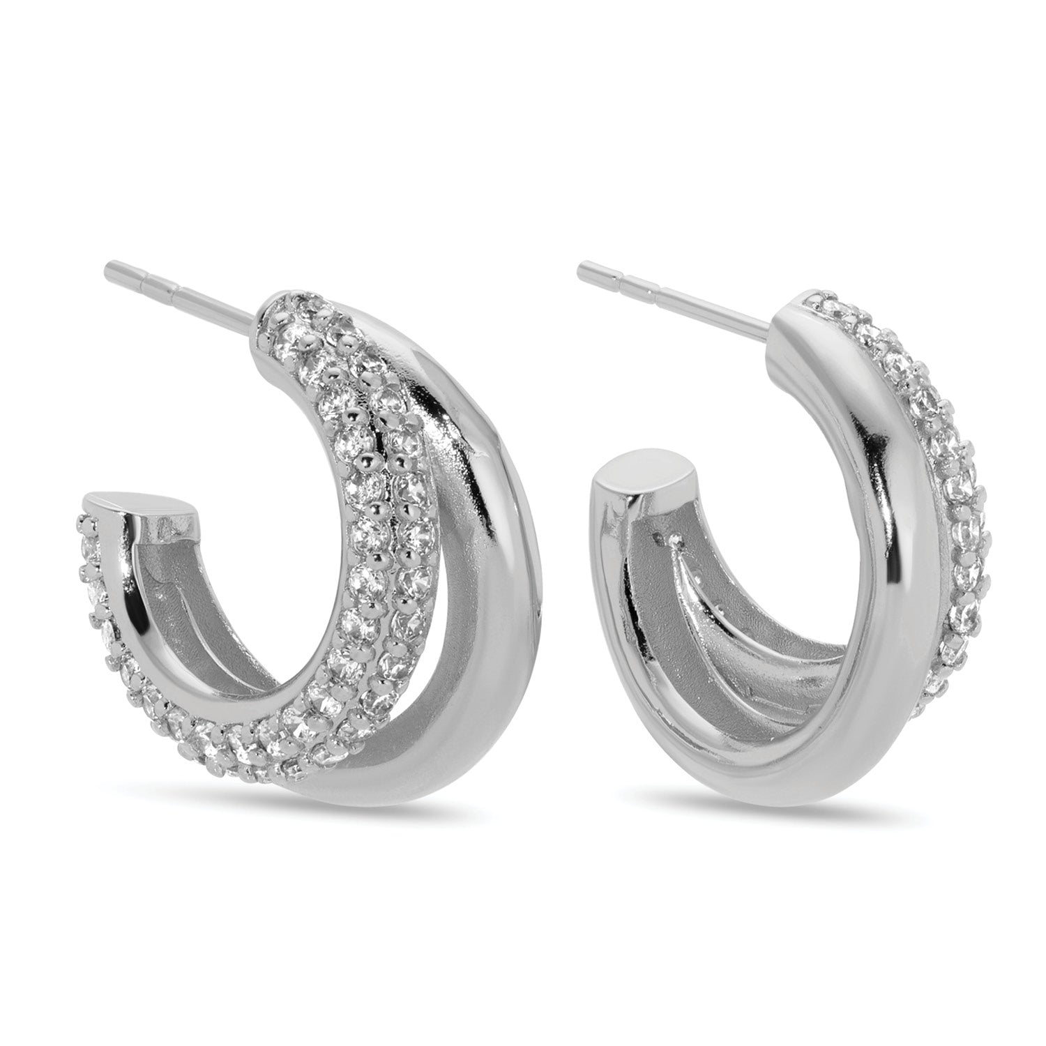 Double It Up, Pave Accent Hoops - Splendid Iris