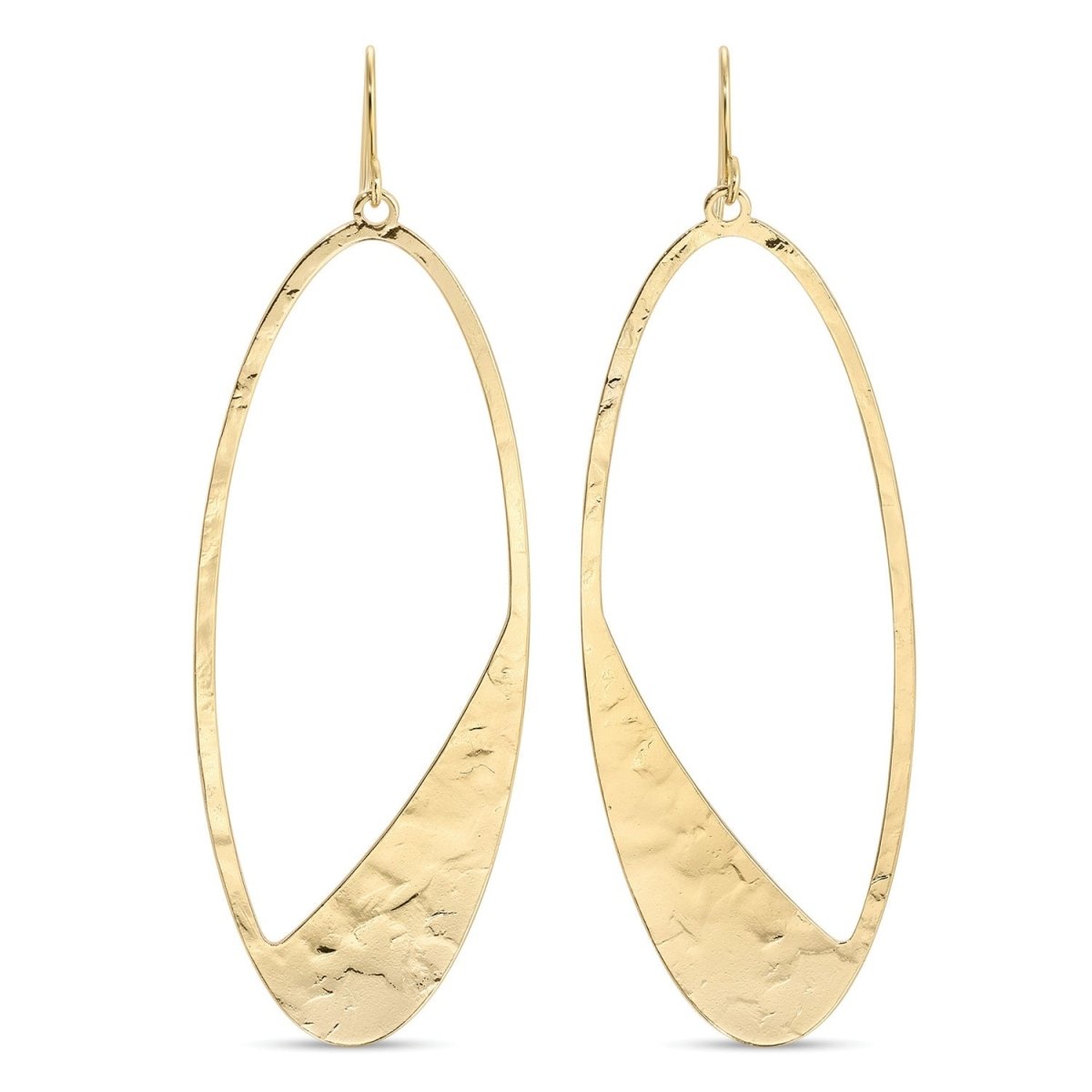 Long Gilded Contemporary Oval Earrings - Splendid Iris
